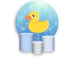 Painel De Festa Redondo 1,50x1,50 + Trio De Capas Cilindro - Patinho de Borracha na Água 016