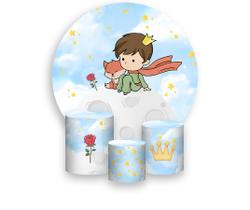 Painel De Festa Redondo 1,50x1,50 + Trio De Capas Cilindro - Pequeno Príncipe Cute Vetor 010