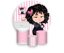 Painel De Festa Redondo 1,50x1,50 + Trio De Capas Cilindro - Poderosa Chefinha Quarto Cachos 004