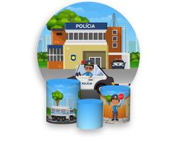 Painel De Festa Redondo 1,50x1,50 + Trio De Capas Cilindro - Policia Delegacia Cute 008 Painel De Festa Redondo 1,50x1,50 + Trio De Capas Cilindro - Policia Delegacia Cute 008