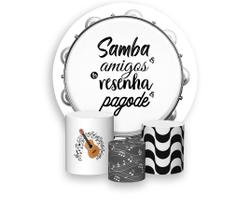 Painel De Festa Redondo 1,50x1,50 + Trio De Capas Cilindro - Samba Pagode Pandeiro Cinza 011