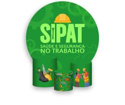 Painel De Festa Redondo 1,50x1,50 + Trio De Capas Cilindro - SIPAT Verde Engrenagens 029