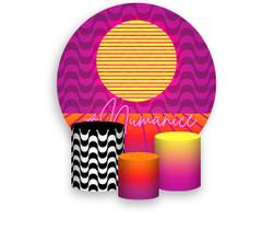 Painel De Festa Redondo 1,50x1,50 + Trio De Capas Cilindro - Tardezinha Vibrante 015