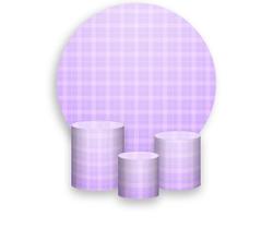 Painel De Festa Redondo 1,50x1,50 + Trio De Capas Cilindro - Xadrez Lilás 018