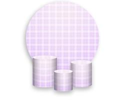 Painel De Festa Redondo 1,50x1,50 + Trio De Capas Cilindro - Xadrez Lilás Suave 017 Painel De Festa Redondo 1,50x1,50 + Trio De Capas Cilindro - Xadrez Lilás Suave 017