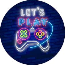Painel De Festa Redondo 1,50x1,50 - Video Game Neon Azul 009 Painel De Festa Redondo 1,50x1,50 - Video Game Neon Azul 009