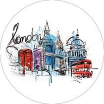 Painel De Festa Redondo 1,50x1,50 - Volta ao Mundo Londres Ilustração 012 Painel De Festa Redondo 1,50x1,50 - Volta ao Mundo Londres Ilustração 012
