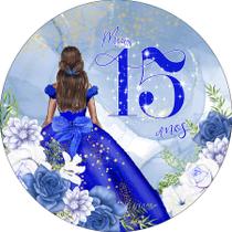 Painel De Festa Redondo 1,5x1,5 - 15 Anos Princesa Azul 156 - Via Cores