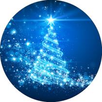 Painel De Festa Redondo 1,5x1,5 - Árvore de Natal Azul Iluminado 039 - Via Cores