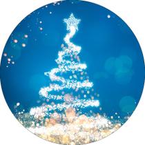 Painel De Festa Redondo 1,5x1,5 - Árvore Efeito Glitter Natal Azul 023