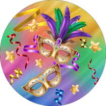 Painel De Festa Redondo 1,5x1,5 - Carnaval Máscaras Efeito Glitter 021
