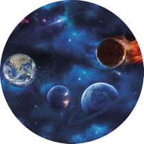 Painel De Festa Redondo 1,5x1,5 - Cenário Galáxia Azul Planetas 011