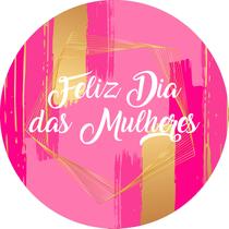 Painel De Festa Redondo 1,5x1,5 - Dia das Mulheres Geométrico Rosa e Dourado 014