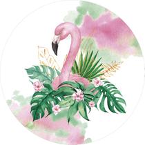 Painel De Festa Redondo 1,5x1,5 - Flamingo Rosa Aquarela 011