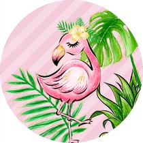 Painel De Festa Redondo 1,5x1,5 - Flamingo Tropical Rosa 05