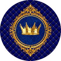 Painel De Festa Redondo 1,5x1,5 - Realeza Capitonê Azul Royal Diamantes 011
