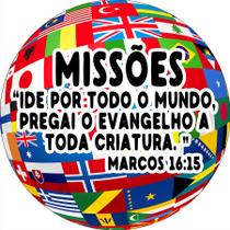 Painel De Festa Redondo 1,5x1,5 - Religioso Missões Esfera de Países 026 - Via Cores