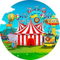 Painel De Festa Redondo 1,5x1,5 - Um Dia no Circo Efeito Desenho 015