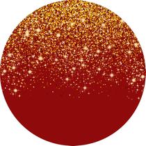 Painel De Festa Redondo 1,5x1,5 - Vermelho Escuro Efeito Glitter Dourado 057