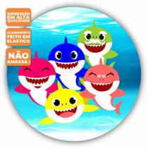 Painel de Festa Redondo Tecido Sublimado 3D Baby Shark