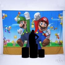 Painel de Festa Retangular Mario Brother de 4,00x3,00m Fera Print
