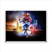 Painel de Festa Retangular Ouriço Azul 4,00x3,00 Metros Fera Print Painel de Festa Retangular Ouriço Azul 4,00x3,00 Metros Fera Print