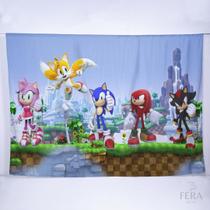 Painel de Festa Retangular Sonic de 3,00x2,00m - Fera Print