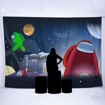 Painel de Festa Retangular Tripulantes Espaciais de 3,00x2,00m Fera Print