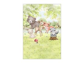 Painel De Festa Vertical 1,50 x 2,20 - Animais no Bosque Aquarela 051 Painel De Festa Vertical 1,50 x 2,20 - Animais no Bosque Aquarela 051