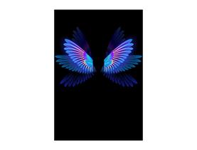 Painel De Festa Vertical 1,50 x 2,20 - Asas Azul Efeito Neon 019