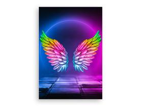 Painel De Festa Vertical 1,50 x 2,20 - Asas Colorida Efeito Neon 006