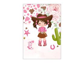 Painel De Festa Vertical 1,50 x 2,20 - Boiadeira Morena Flores Cute 025