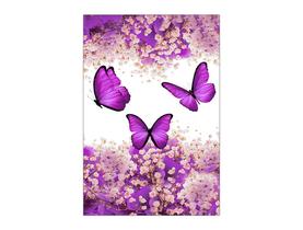 Painel De Festa Vertical 1,50 x 2,20 - Borboleta Roxo Com Flores 038