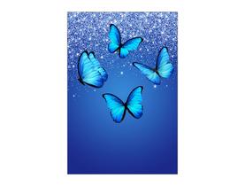 Painel De Festa Vertical 1,50 x 2,20 - Borboletas Efeito Glitter Azul 053