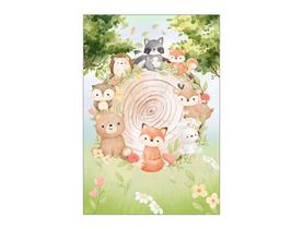 Painel De Festa Vertical 1,50 x 2,20 - Bosque Bege Animais 015 Painel De Festa Vertical 1,50 x 2,20 - Bosque Bege Animais 015