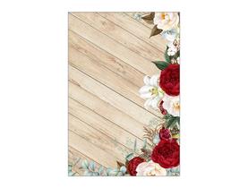 Painel De Festa Vertical 1,50 x 2,20 - Casamento Boho Flores Vermelhas 007