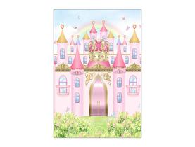 Painel De Festa Vertical 1,50 x 2,20 - Castelo Jardim Rosa 012