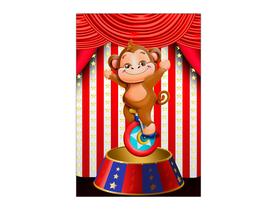 Painel De Festa Vertical 1,50 x 2,20 - Circo Vermelho Estrelado Macaco 014