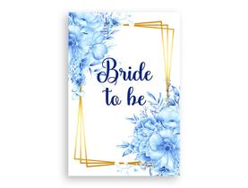 Painel De Festa Vertical 1,50 x 2,20 - Despedida de Solteira Bride To Be Floral Azul 007