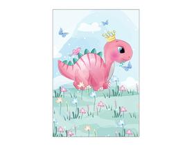 Painel De Festa Vertical 1,50 x 2,20 - Dinossauro Aquarela Rosa 004