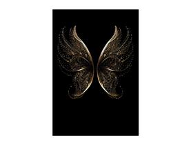 Painel De Festa Vertical 1,50 x 2,20 - Efeito Glitter Asas Douradas 023