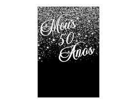 Painel De Festa Vertical 1,50 x 2,20 - Efeito Glitter Prata Meus 50 Anos 186