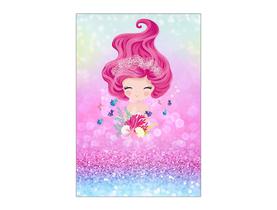 Painel De Festa Vertical 1,50 x 2,20 - Efeito Glitter Sereia Corais 007