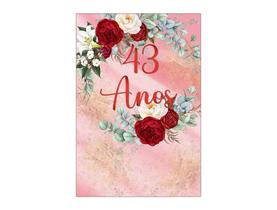 Painel De Festa Vertical 1,50 x 2,20 - Efeito Mármore Floral 43 Anos 114 Painel De Festa Vertical 1,50 x 2,20 - Efeito Mármore Floral 43 Anos 114