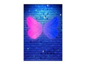 Painel De Festa Vertical 1,50 x 2,20 - Efeito Neon Asas Azul e Rosa 014