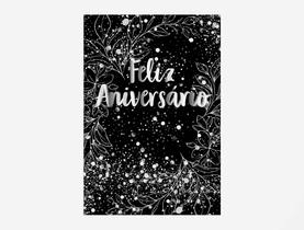 Painel De Festa Vertical 1,50 x 2,20 - Feliz Aniversário Efeito Brilhos Prateado 010