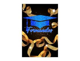 Painel De Festa Vertical 1,50 x 2,20 - Formatura Capelo Azul 024