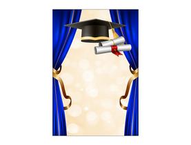 Painel De Festa Vertical 1,50 x 2,20 - Formatura Cortinas Azul e Capelo 029