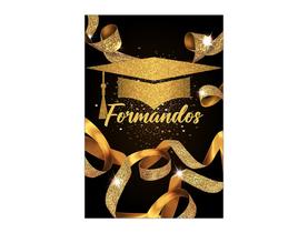 Painel De Festa Vertical 1,50 x 2,20 - Formatura Fitas Douradas 016