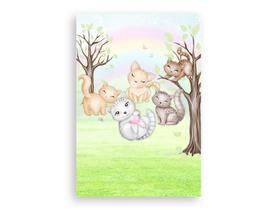 Painel De Festa Vertical 1,50 x 2,20 - Gatinhos no Jardim Aquarela 062